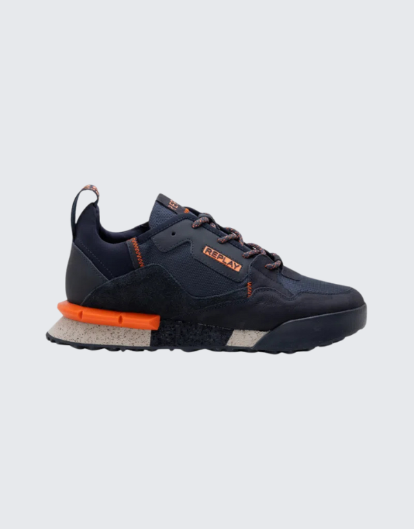 Replay Field Melt Sneakers In Navy And Orange