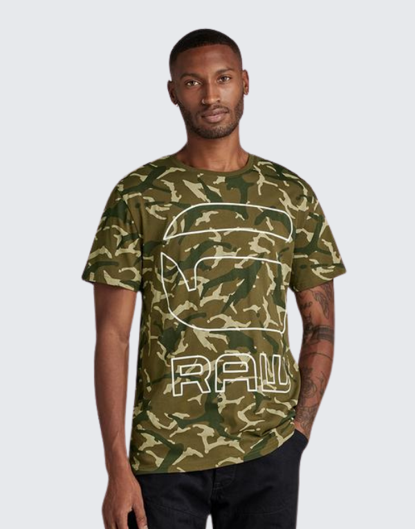 G-Star Raw Camo Short Sleeve T-Shirt In Wild Olive Camo For Men