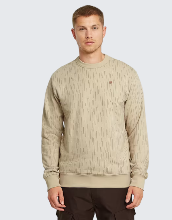 G-Star Raw All-Over Print Sweater In Dark Brick Rain Camo Mens