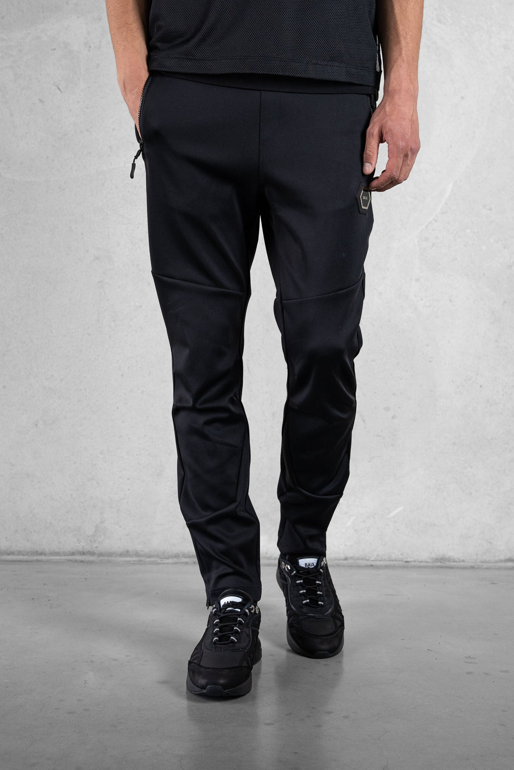 BALR Slim Tech Zip Track Pants Jet Black