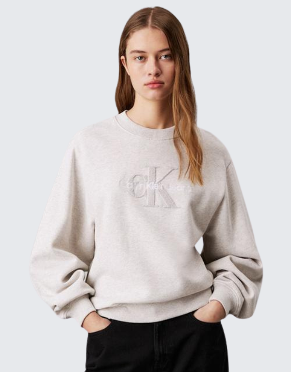 Calvin Klein Monologo Sweater In Grey Heather Women