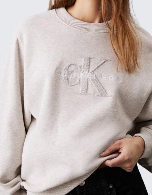 Calvin Klein Monologo Sweater In Grey Heather Women