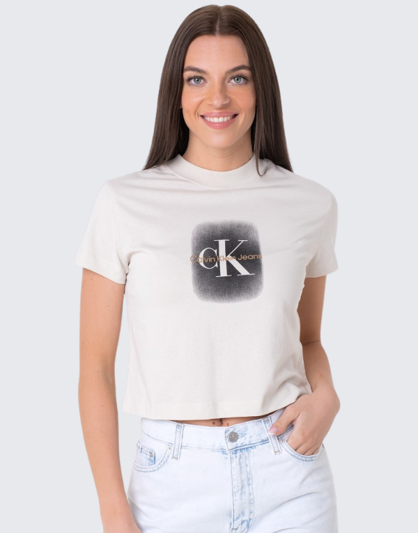 Calvin Klein Spray Mono Baby T-Shirt Off White Womens