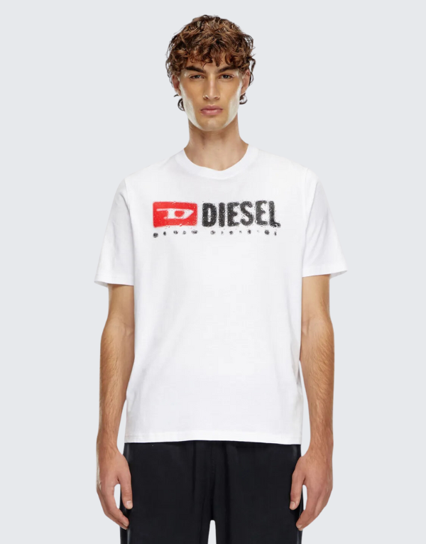 Diesel T-Adjust K14 Short Sleeve T-Shirt In White (100) Men
