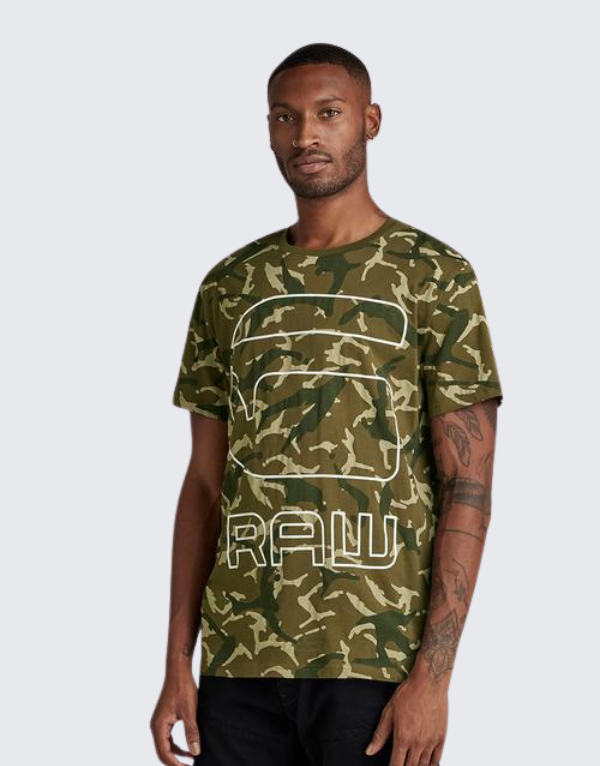 G-Star Raw Camo Short Sleeve T-Shirt In Wild Olive Camo For Men