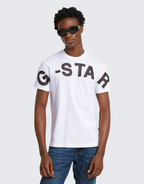 G-Star Raw Embroidered Print Short Sleeve T-Shirt White Men