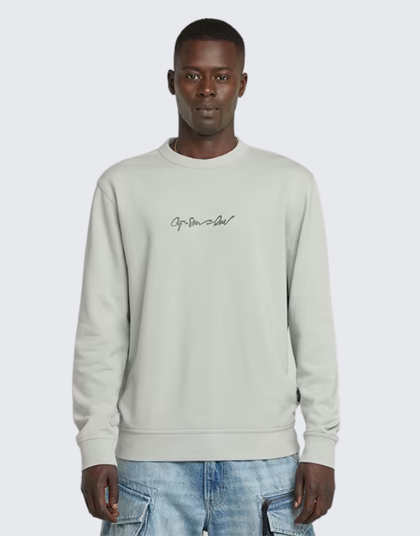 G-Star Raw G-Script Logo Sweater In Gs Mercury Mens