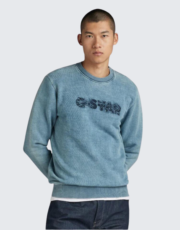G-Star Raw Indigo Distressed Logo Sweater Men