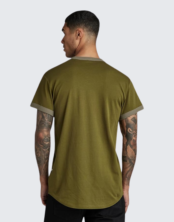 G-Star Raw Lash Ringer Short Sleeve T-Shirt In Dark Olive For Men