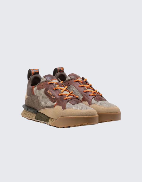 Replay Field Melt Sneakers In Beige And Taupe Men
