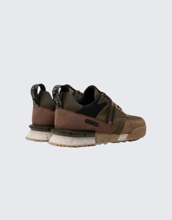 REPLAY JUPITER X SNEAKERS FOR  IN MILITARY GREEN AND ECRU MEN