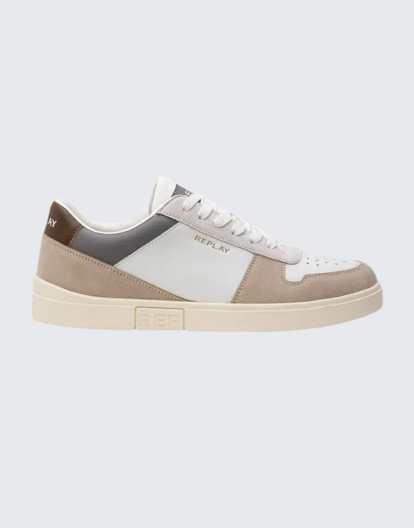 Replay Polys Court 3 Sneakers In White And Beige Men