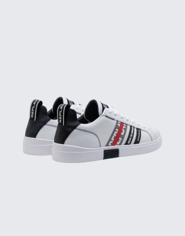 Replay Polys Stripes Sneakers In White And Black  Men